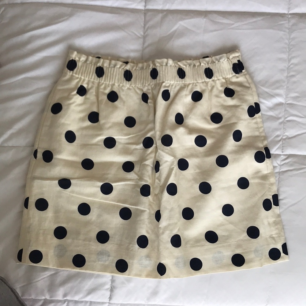 J.CREW Cream/Navy Polka Dots Sidewalk Skirt 10